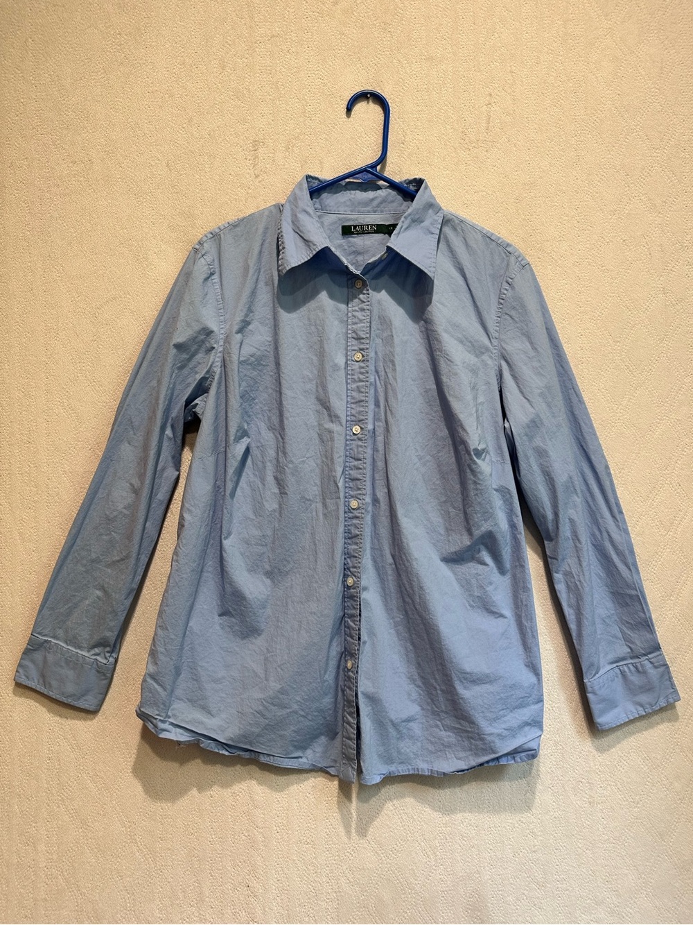 Lauren Ralph Lauren Light Blue Lightweight Women’s Shirt Button Up Sz 1X Preppy